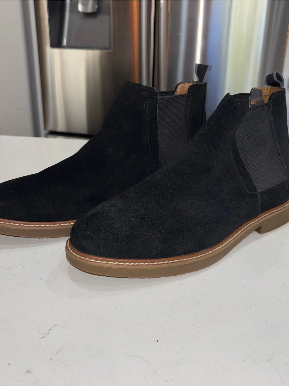 Steve Madden Men's Black Leather Chelsea Ankle Boots Pull Tab US 8M EU41